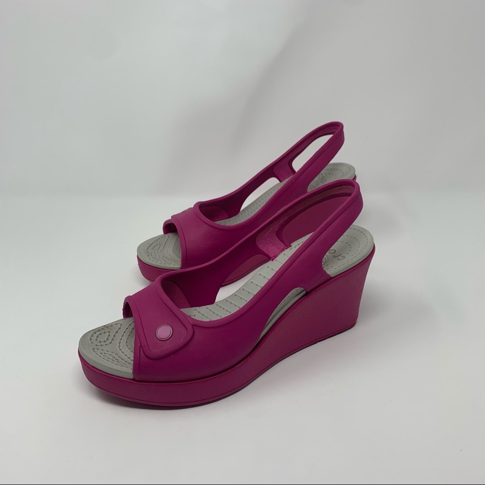 Crocs Havana Slingback Wedge Pink Sandals Size 8